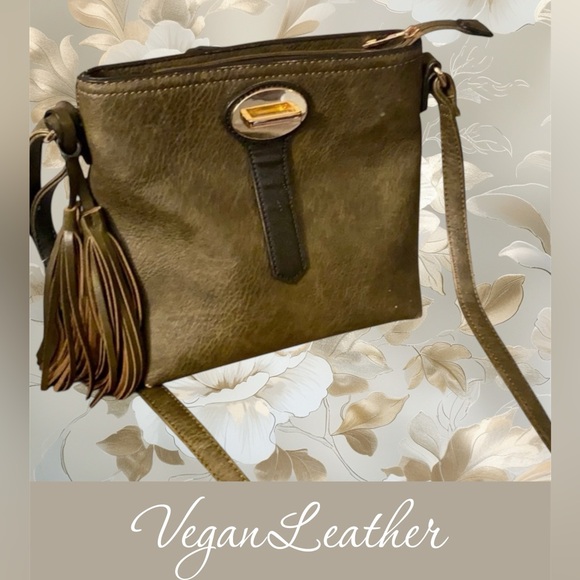 Handbags - Crossbody Vegan Leather Purse Dark Olive Green